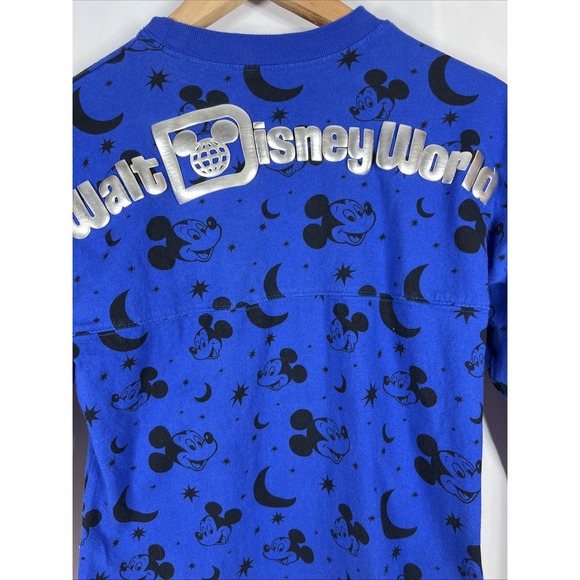 Walt Disney World Spirit Jersey Mickey Shirt Blue Moons & Stars Kids Size XL - Picture 5 of 11